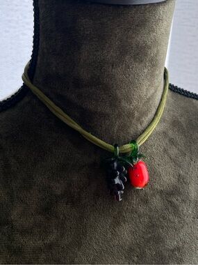 Vintage Miriam Haskell Strawberry Grape Fruit Handmade Glass Droplet Necklace